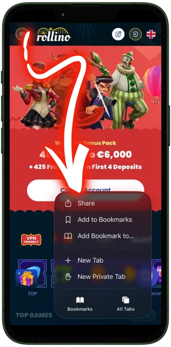 Rollino Tap the Share button