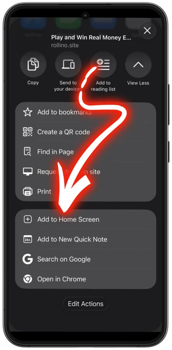 Rollini Tap the browser menu