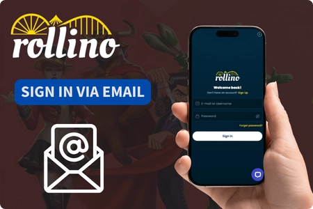 Email login method on Rollino Casino page