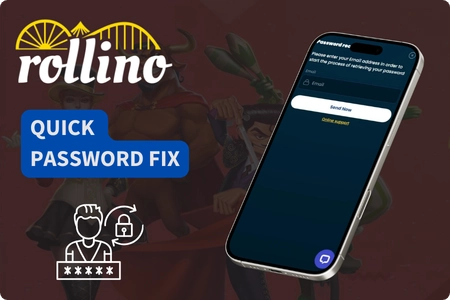 Password reset form on Rollino Casino site